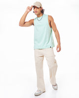 Men's Beige Baggy Fit Cargo Carpenter Mid-Rise Jeans