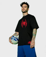 Men's Black Casual Oversized Fit Printed Half Sleeves Tshirt