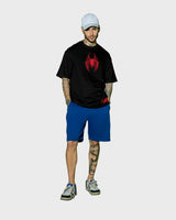 Men's Black Casual Oversized Fit Printed Half Sleeves Tshirt