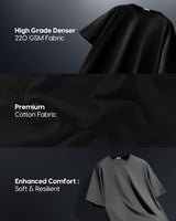 Men's Black Casual Oversized Fit Printed Half Sleeves Tshirt