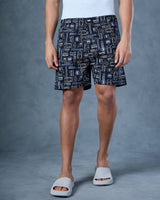 Men's Black Casual Regular Fit Printed Boxer