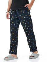 Men's Black Casual Printed Pyjama