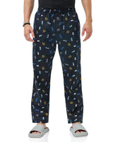 Men's Black Casual Printed Pyjama