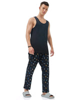 Men's Black Casual Printed Pyjama