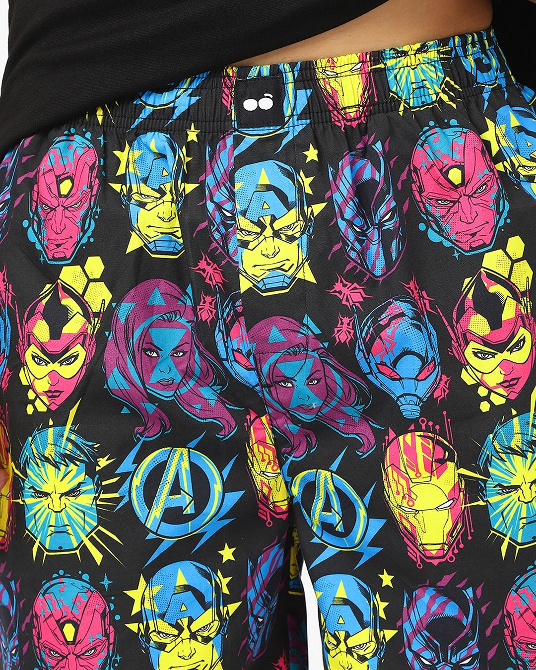 Men's Black Avengers All Over Printed Lounge Wear Boxer