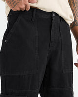 Men's Black Washed Baggy Fit Carpenter Mid-Rise Jeans