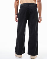 Men's Black Baggy Fit Distressed Mid-Rise Jeans