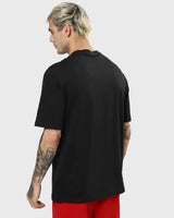 Men's Black Casual Oversized Fit Printed Half Sleeves Tshirt