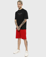Men's Black Casual Oversized Fit Printed Half Sleeves Tshirt