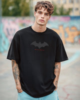 Men's Black Casual Oversized Fit Printed Half Sleeves Tshirt