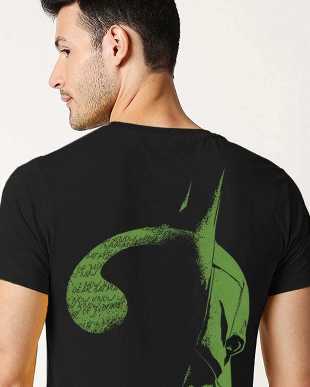 Men's Black Batman Riddle Graphic Printed Tshirt