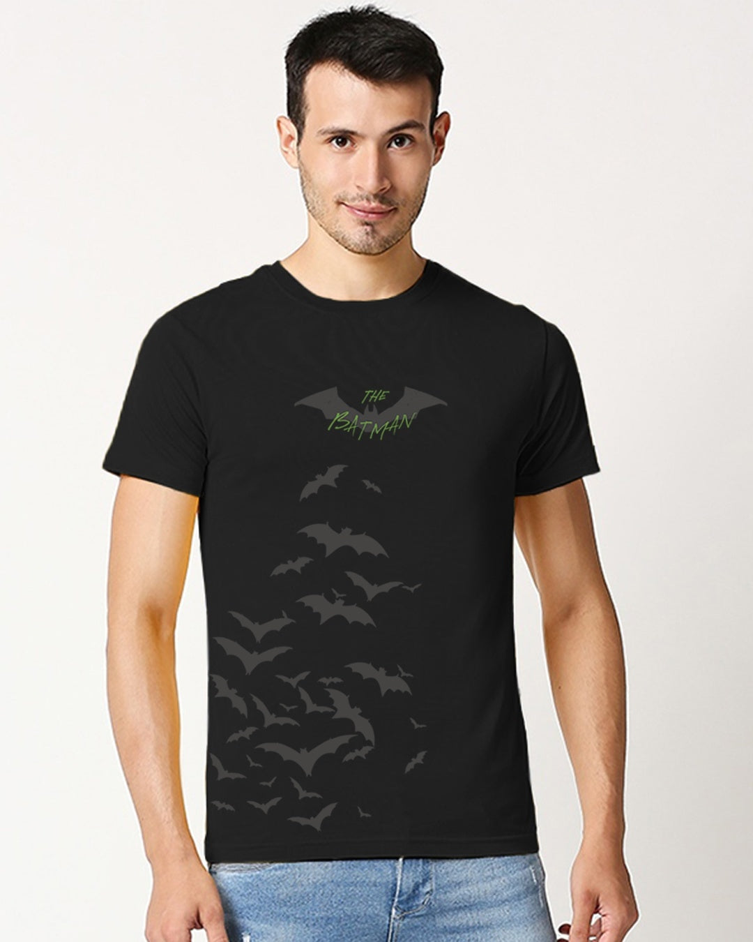 Men's Black Batman Riddle Graphic Printed Tshirt