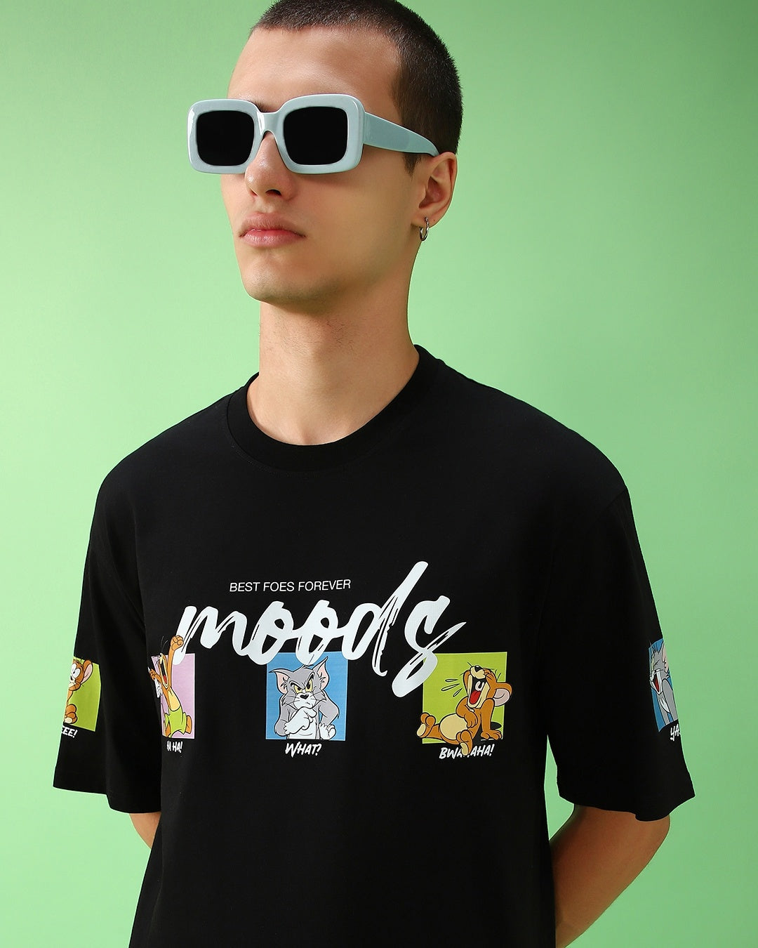 Men's Black Half Sleeves Regular Fit Tshirt