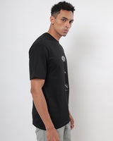 Men's Black Casual Oversized Fit Printed Half Sleeves Tshirt