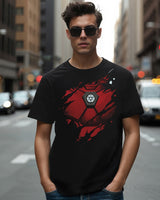 Men's Black Casual Regular Fit Printed Half Sleeves Tshirt