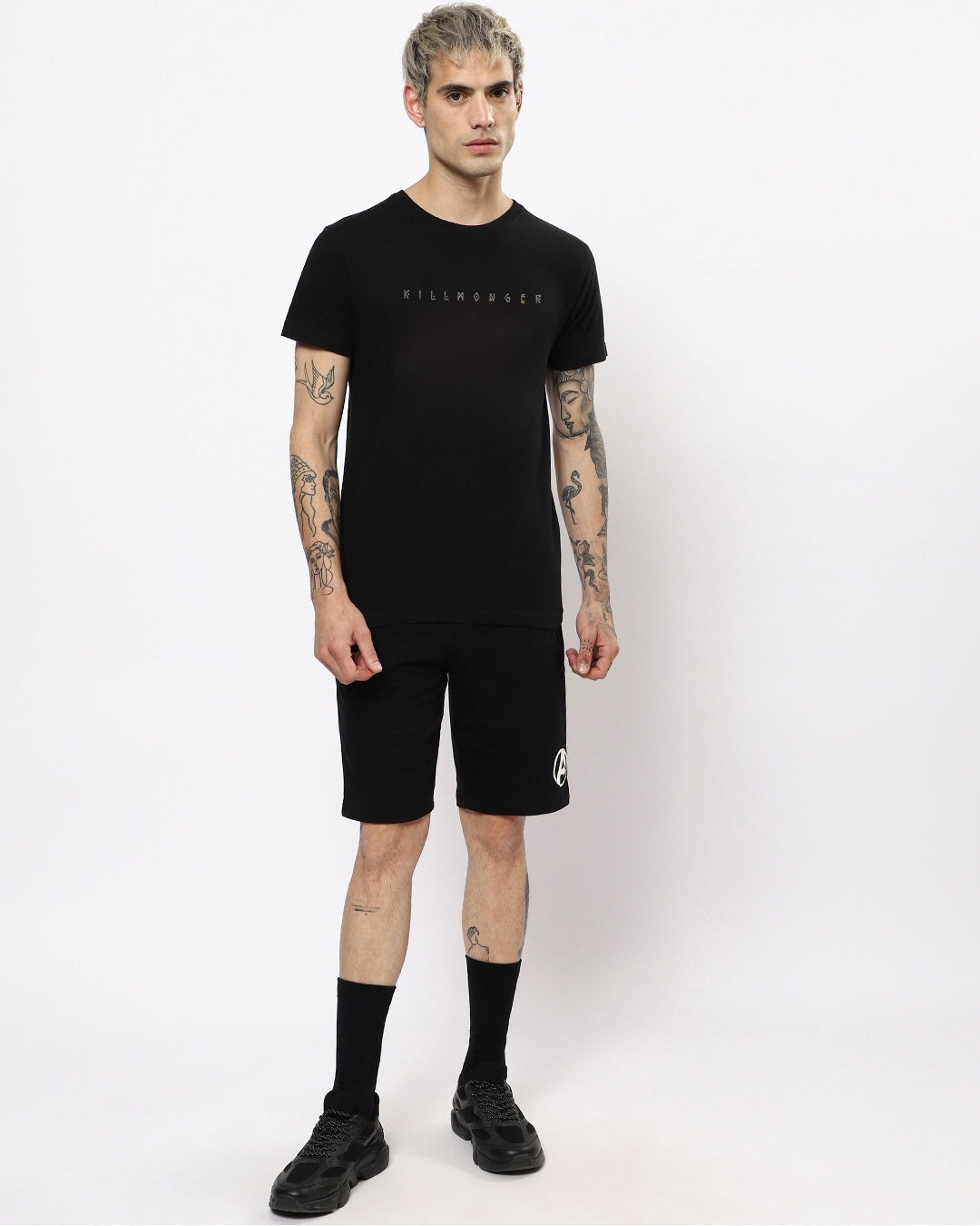 Men's Black Casual Regular Fit Printed Half Sleeves Tshirt