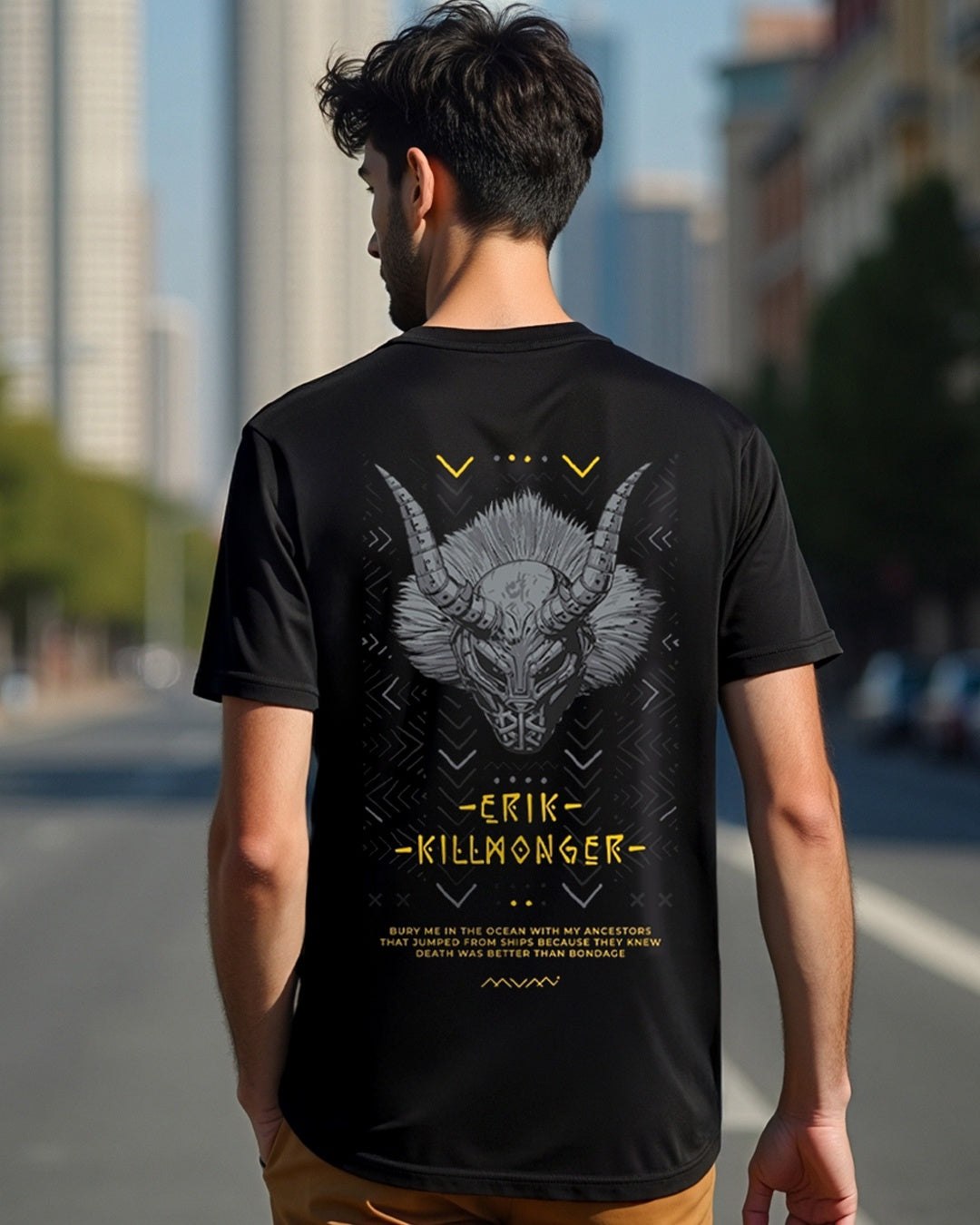 Men's Black Casual Regular Fit Printed Half Sleeves Tshirt