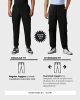 Men's Black Casual Solid Cargo