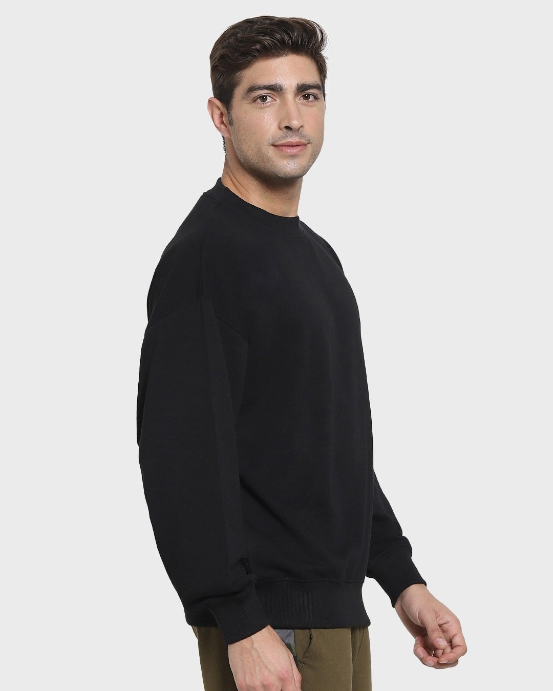 Men's Black Casual Oversized Full Sleeves Sweatshirt