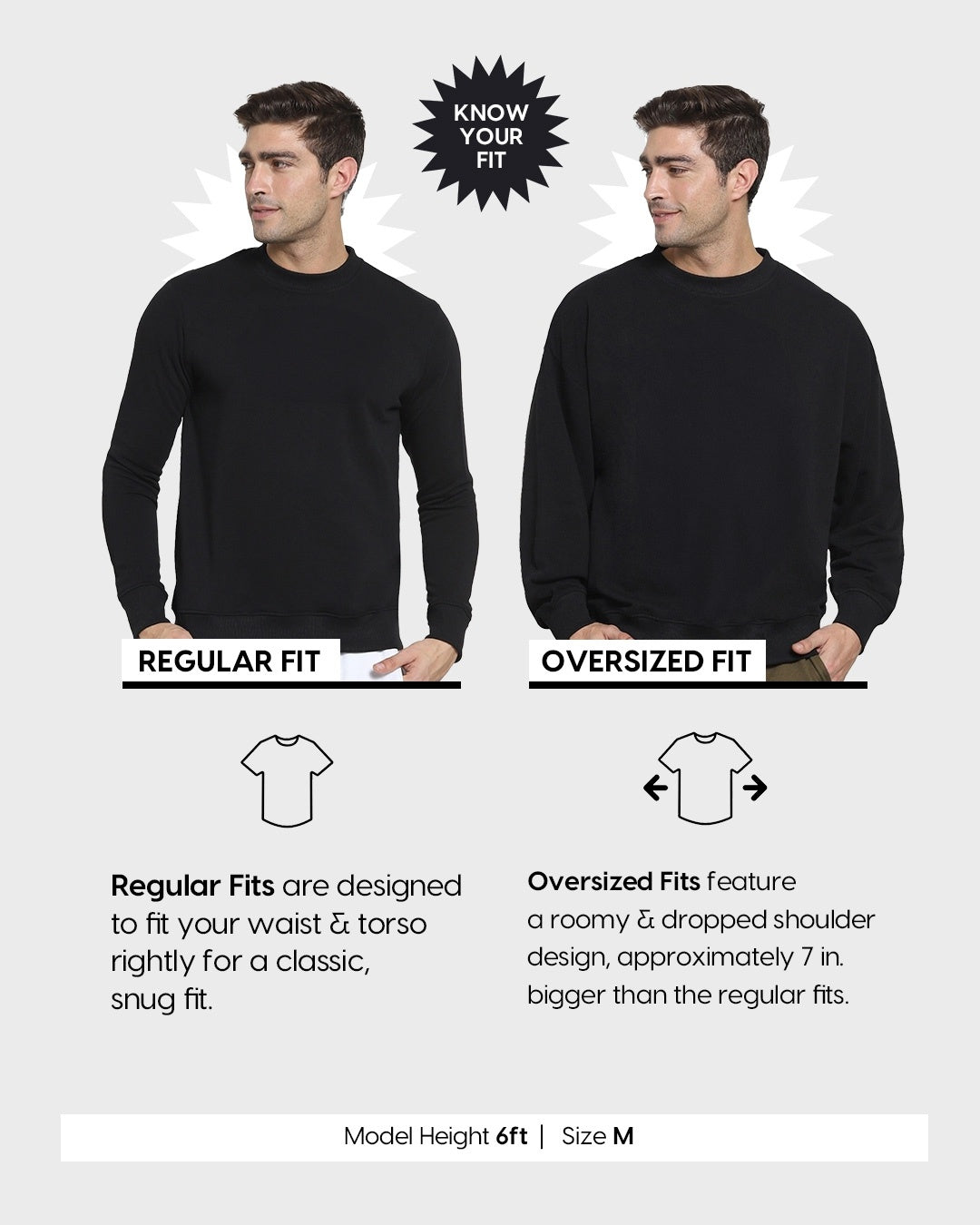 Men's Black Casual Oversized Full Sleeves Sweatshirt