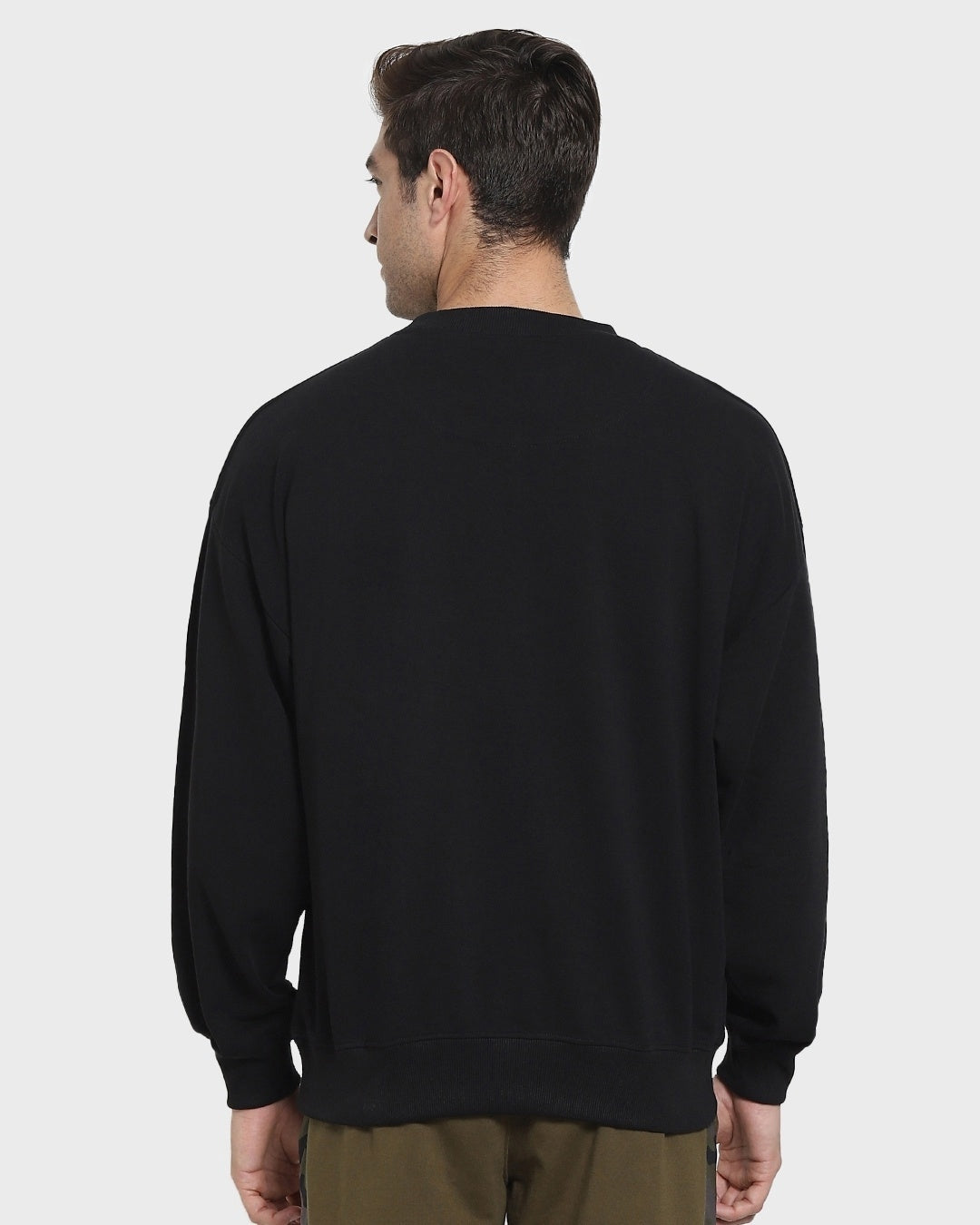 Men's Black Casual Oversized Full Sleeves Sweatshirt