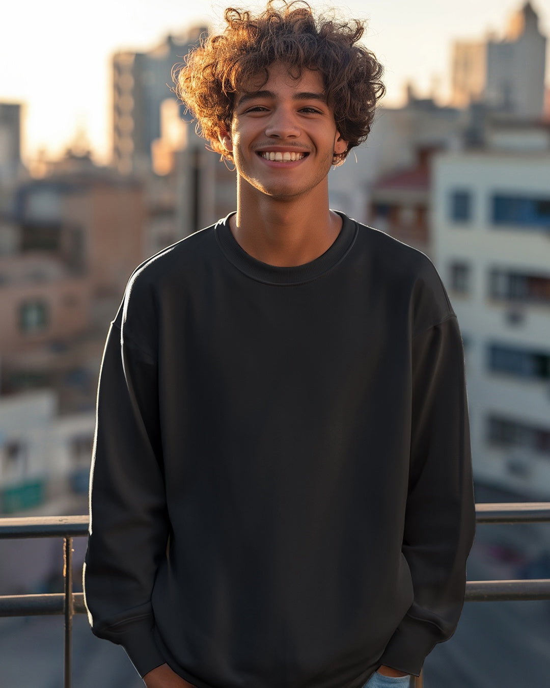 Men's Black Casual Oversized Full Sleeves Sweatshirt