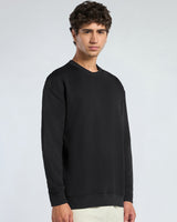 Men's Black Textured Oversized Full Sleeves Sweatshirt