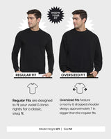 Men's Black Textured Oversized Full Sleeves Sweatshirt