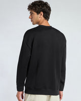 Men's Black Textured Oversized Full Sleeves Sweatshirt