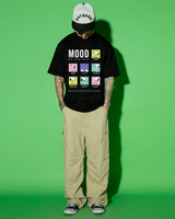Men's Black Snoopy Mood Graphic Printed Oversized Tshirt