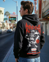 Men's Black Heavy Duty 1.0 Official SpongeBob Graphic Printed Oversized Full Sleeves Hoodie