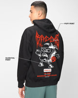 Men's Black Heavy Duty 1.0 Official SpongeBob Graphic Printed Oversized Full Sleeves Hoodie