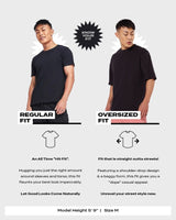 Men's Black Straw Hat Crew Graphic Printed Oversized Tshirt