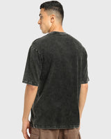 Men's Black Venom Graphic Printed Oversized FIt Acid Wash Tshirt