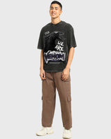 Men's Black Venom Graphic Printed Oversized FIt Acid Wash Tshirt