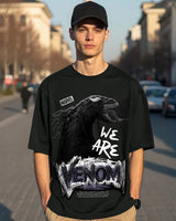 Men's Black Venom Graphic Printed Oversized Tshirt