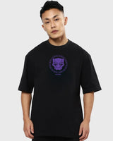 Men's Black Wakanda Forever Graphic Printed Oversized Tshirt