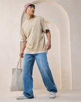 Men's Blue Super Baggy Fit Mid-Rise Jeans