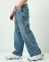 Men's Blue Super Baggy Fit Mid-Rise Jeans