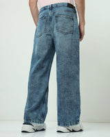 Men's Blue Super Baggy Fit Mid-Rise Jeans
