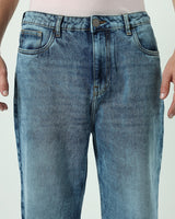 Men's Blue Super Baggy Fit Mid-Rise Jeans