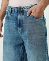 Men's Blue Super Baggy Fit Mid-Rise Jeans