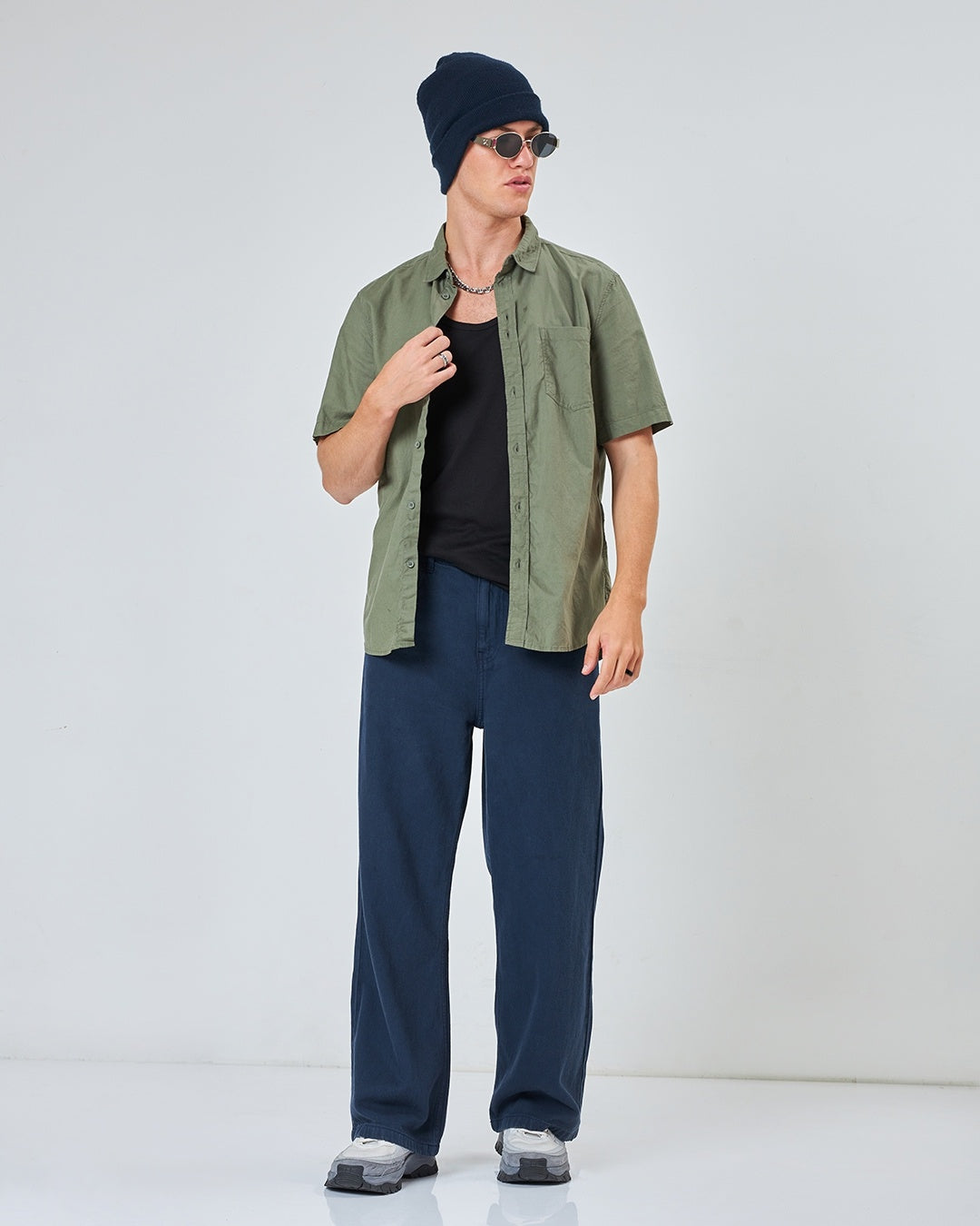 Men's Blue Super Baggy Fit Mid-Rise Jeans