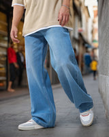 Men's Blue Super Baggy Fit Mid-Rise Jeans