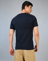 Men's Blue Casual Regular Fit Printed Half Sleeves Tshirt