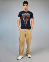 Men's Blue Casual Regular Fit Printed Half Sleeves Tshirt