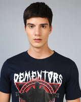 Men's Blue Casual Regular Fit Printed Half Sleeves Tshirt