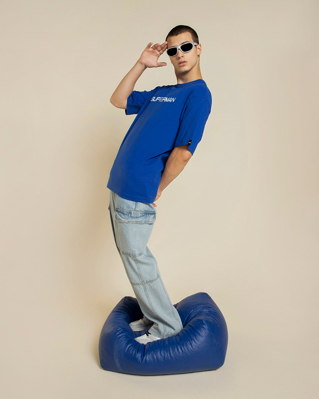 Men's Blue Half Sleeves Regular Fit Tshirt