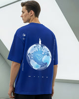 Men's Blue Half Sleeves Regular Fit Tshirt