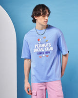 Men's Blue Hang in Around Graphic Printed Oversized Tshirt